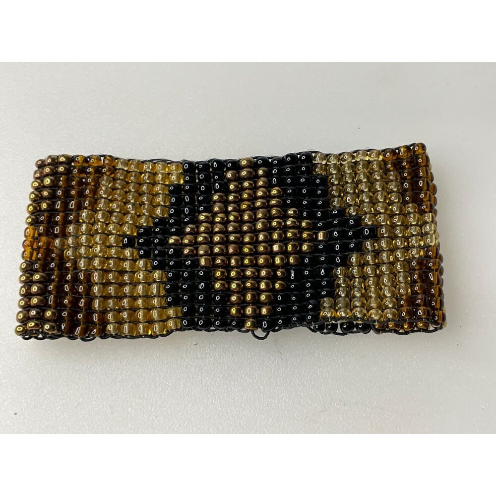 Vintage Seed Bead Loom Bracelet Stretch Geometric Pattern